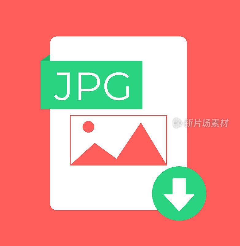 JPG JPEG照片图像文件孤立图标。矢量平面卡通插图